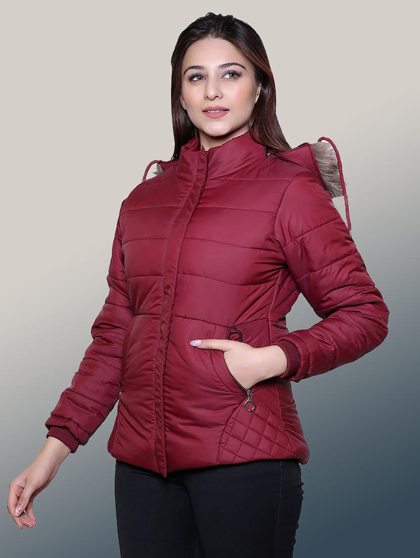 women solid long sleeve hooded quilted jacket - 22004351 - Standard Image - 2