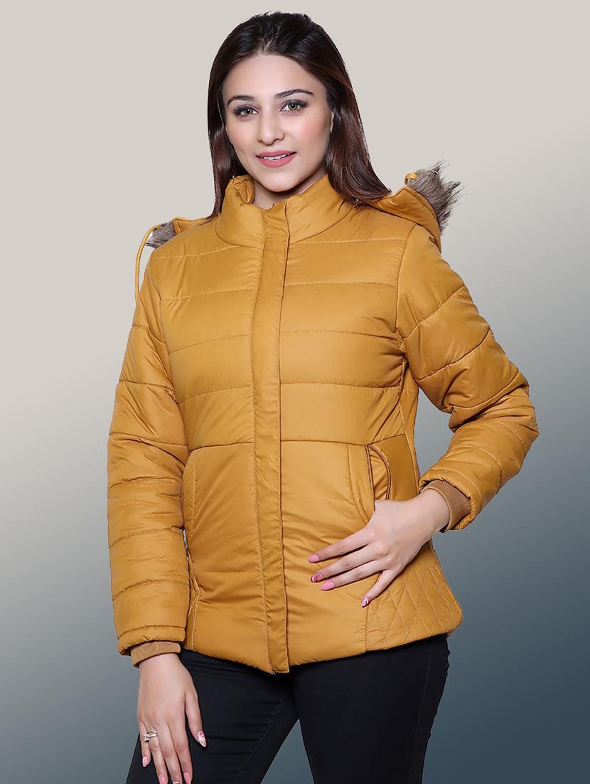 women solid long sleeve hooded quilted jacket - 22004353 - Standard Image - 2