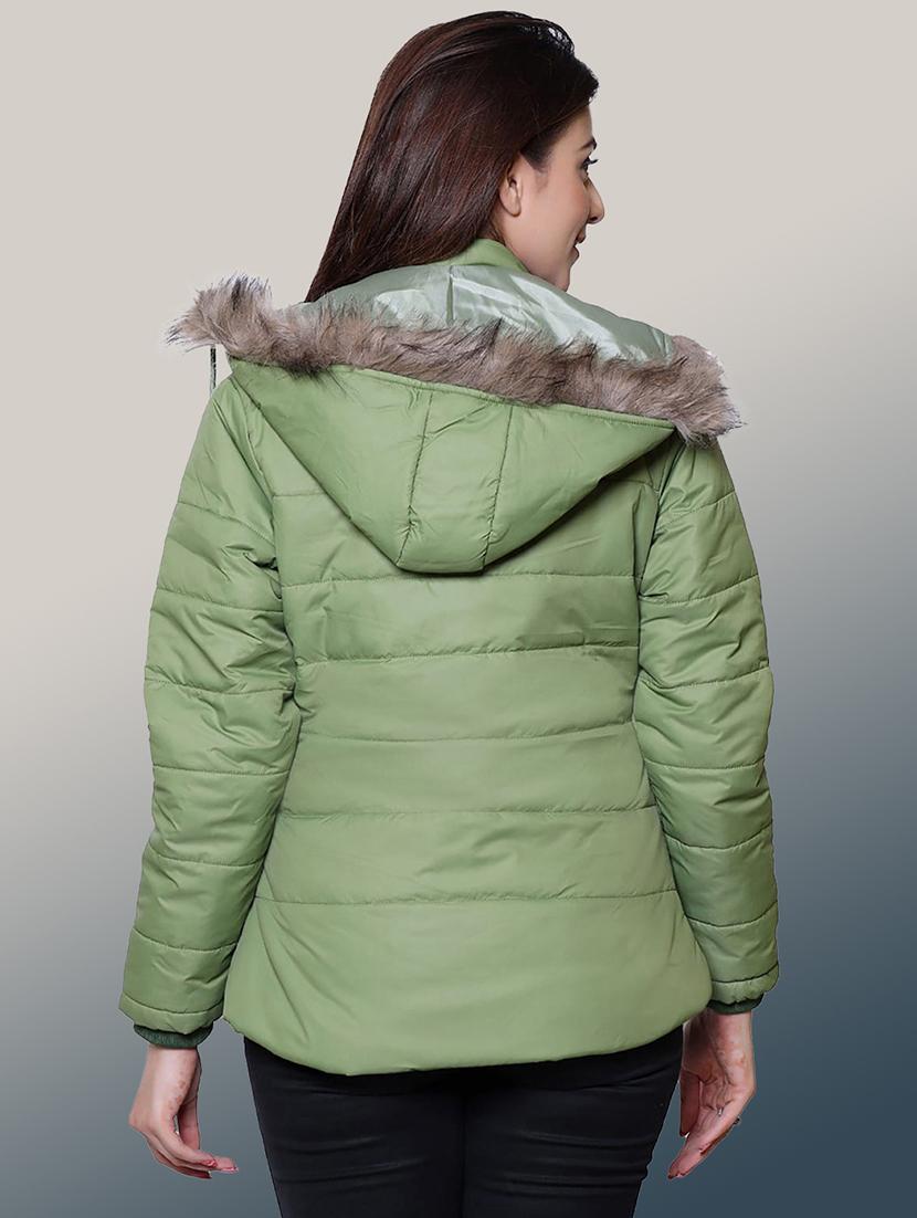 women solid long sleeve hooded quilted jacket - 22004357 - Standard Image - 2