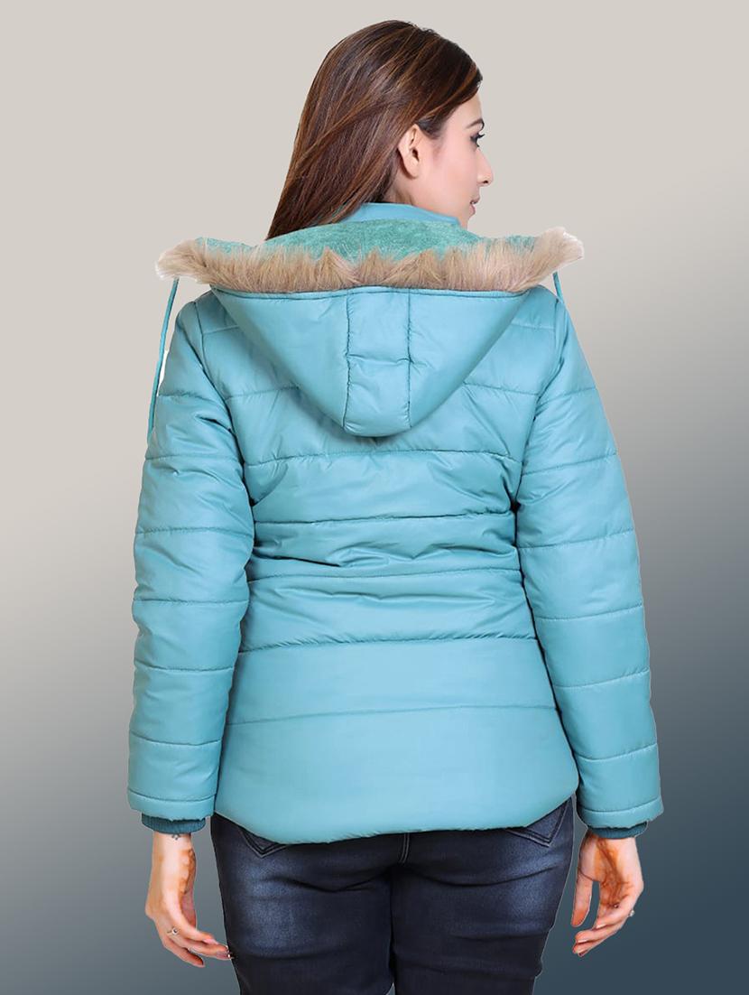 women solid long sleeve hooded quilted jacket - 22004359 - Standard Image - 2