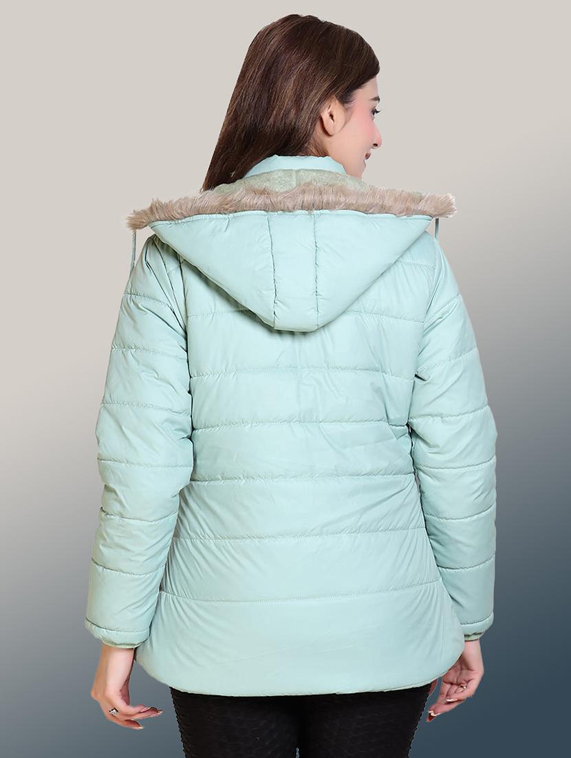 women solid long sleeve hooded quilted jacket - 22004366 - Standard Image - 2