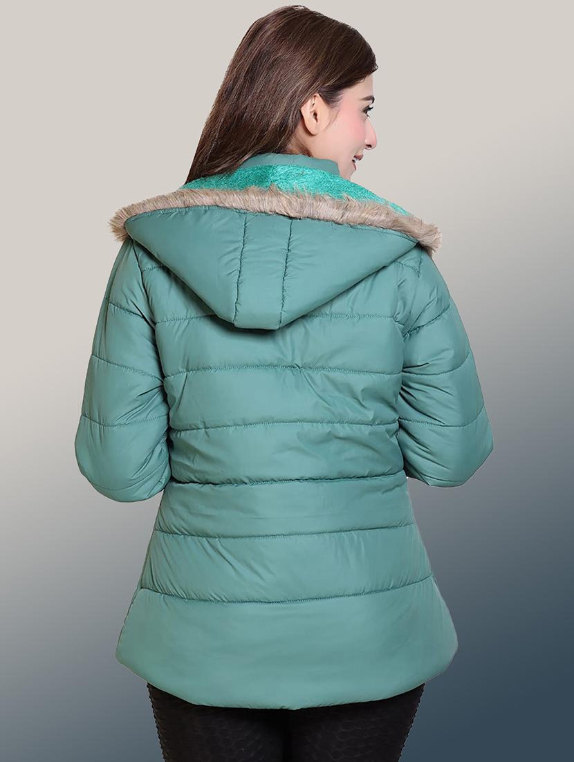 women solid long sleeve hooded quilted jacket - 22004367 - Standard Image - 2