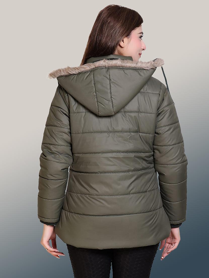 women solid long sleeve hooded quilted jacket - 22004369 - Standard Image - 2