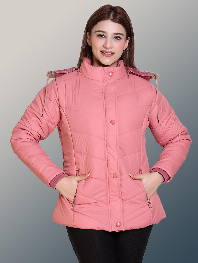 women solid long sleeve hooded quilted jacket - 22004371 - Standard Image - 2