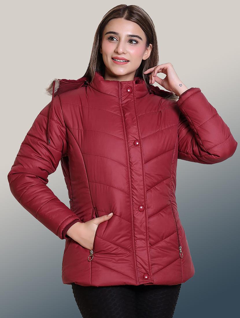 women solid long sleeve hooded quilted jacket - 22004376 - Standard Image - 2
