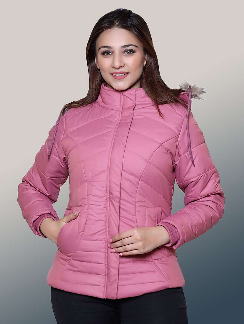 women solid long sleeve hooded quilted jacket - 22004380 - Zoom Image - 0