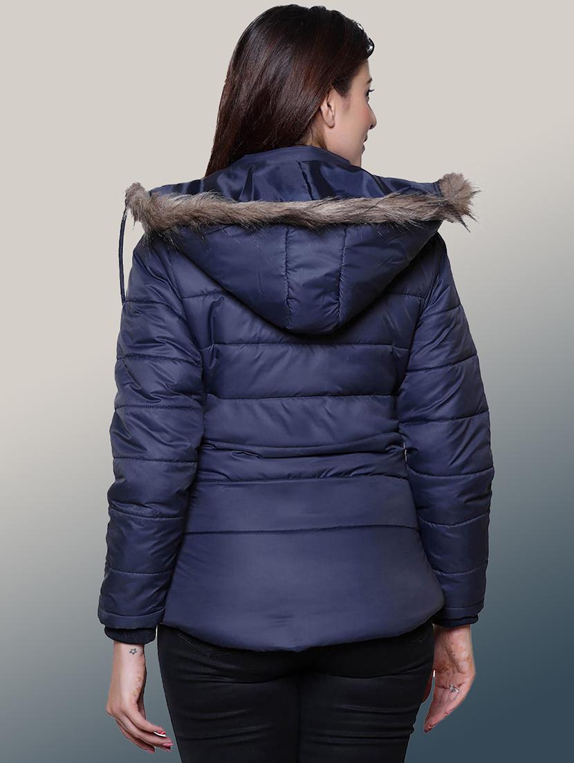 women solid long sleeve hooded quilted jacket - 22004382 - Standard Image - 2