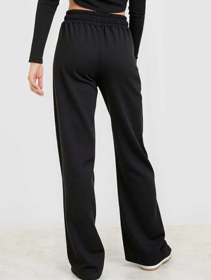 women black solid mid rise straight trouser - 22004404 - Standard Image - 2