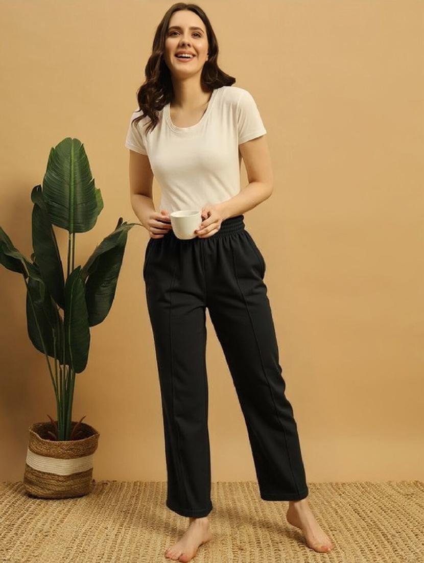 women solid mid rise loungewear pajama - 22004406 - Standard Image - 2