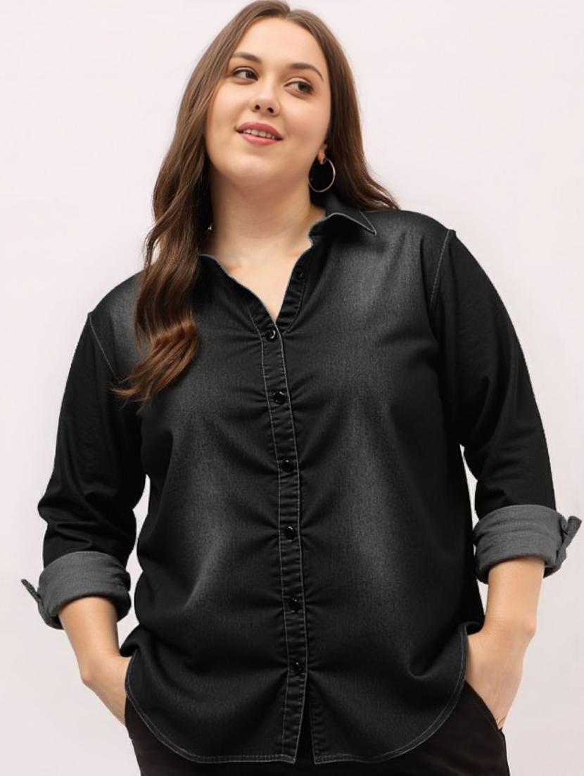 black denim regular shirt - 22004411 -  Zoom Image - 0