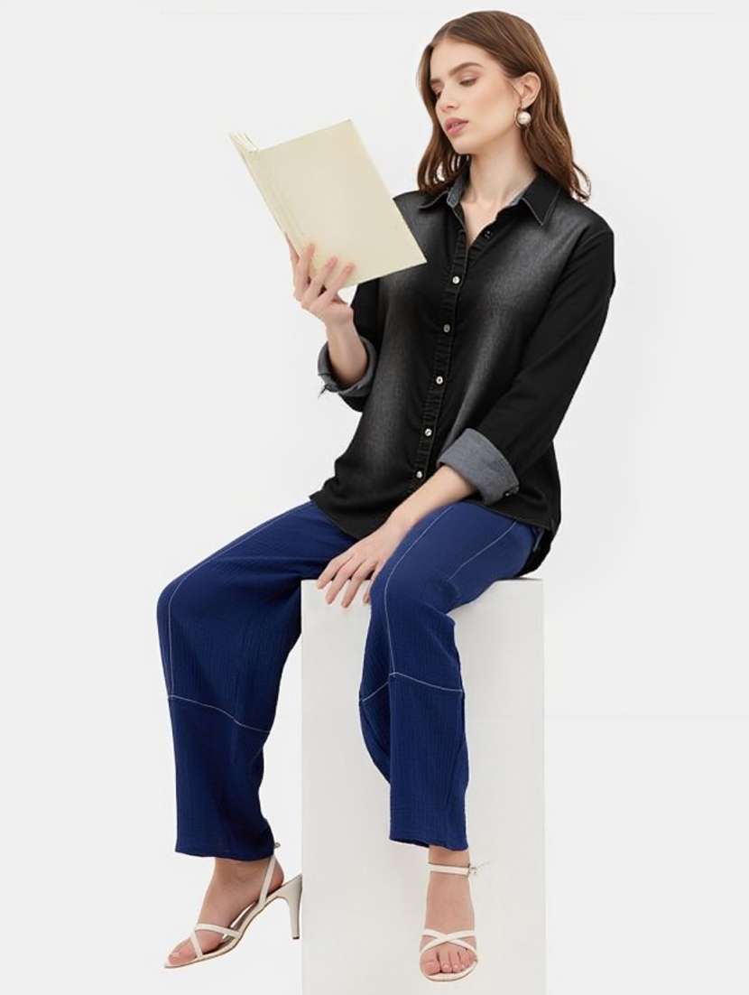 black denim regular shirt - 22004414 - Standard Image - 2