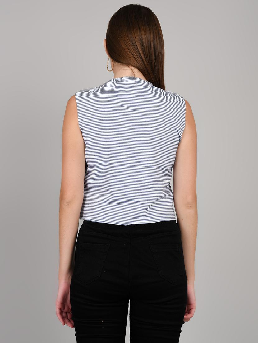 grey cotton blend crop top - 22004416 - Standard Image - 2