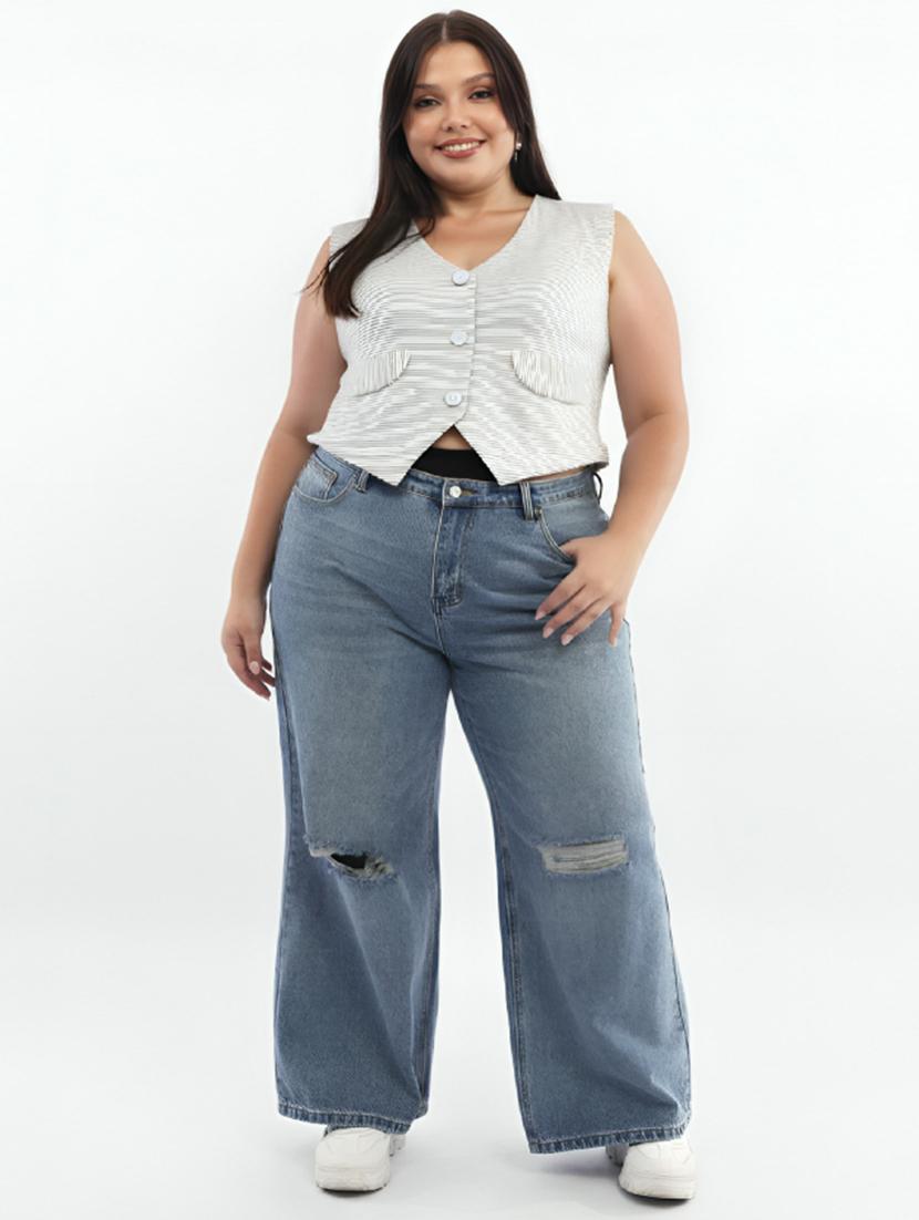 white cotton blend crop top - 22004418 - Standard Image - 2