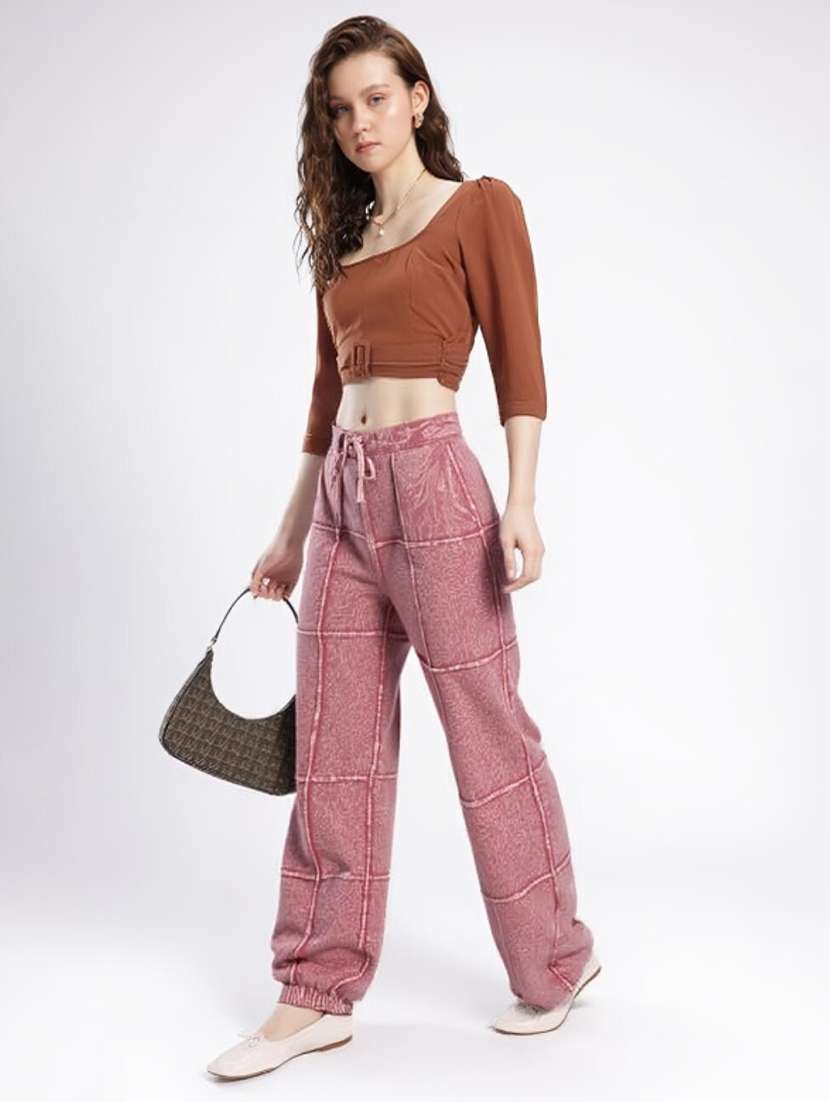 women solid high rise straight trouser - 22004420 - Standard Image - 2