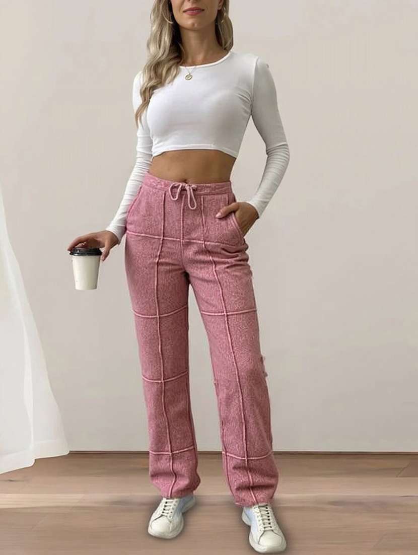 women solid high rise relaxed fit jogger - 22004424 - Standard Image - 2