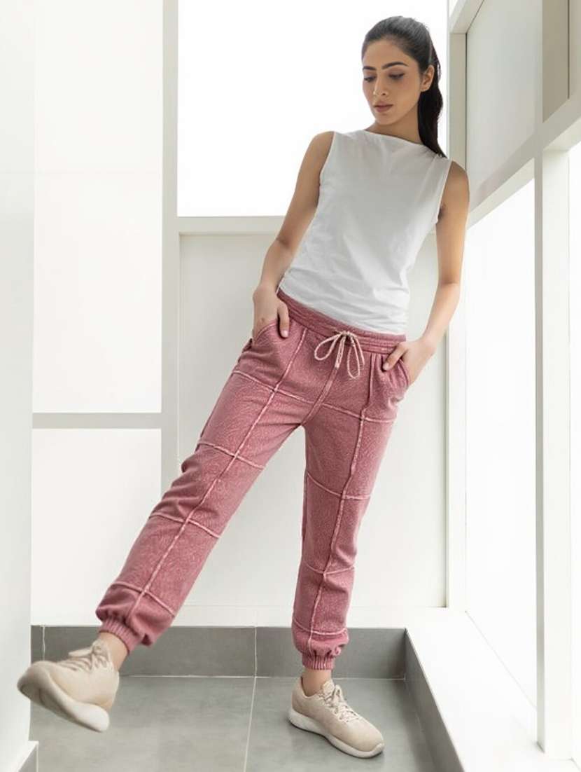women solid high rise relaxed fit jogger - 22004426 - Standard Image - 2