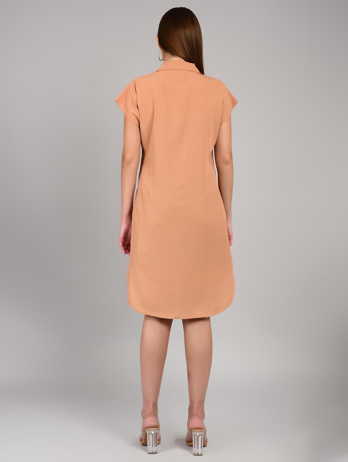 peach cotton blend shirt dress - 22004431 - Standard Image - 2