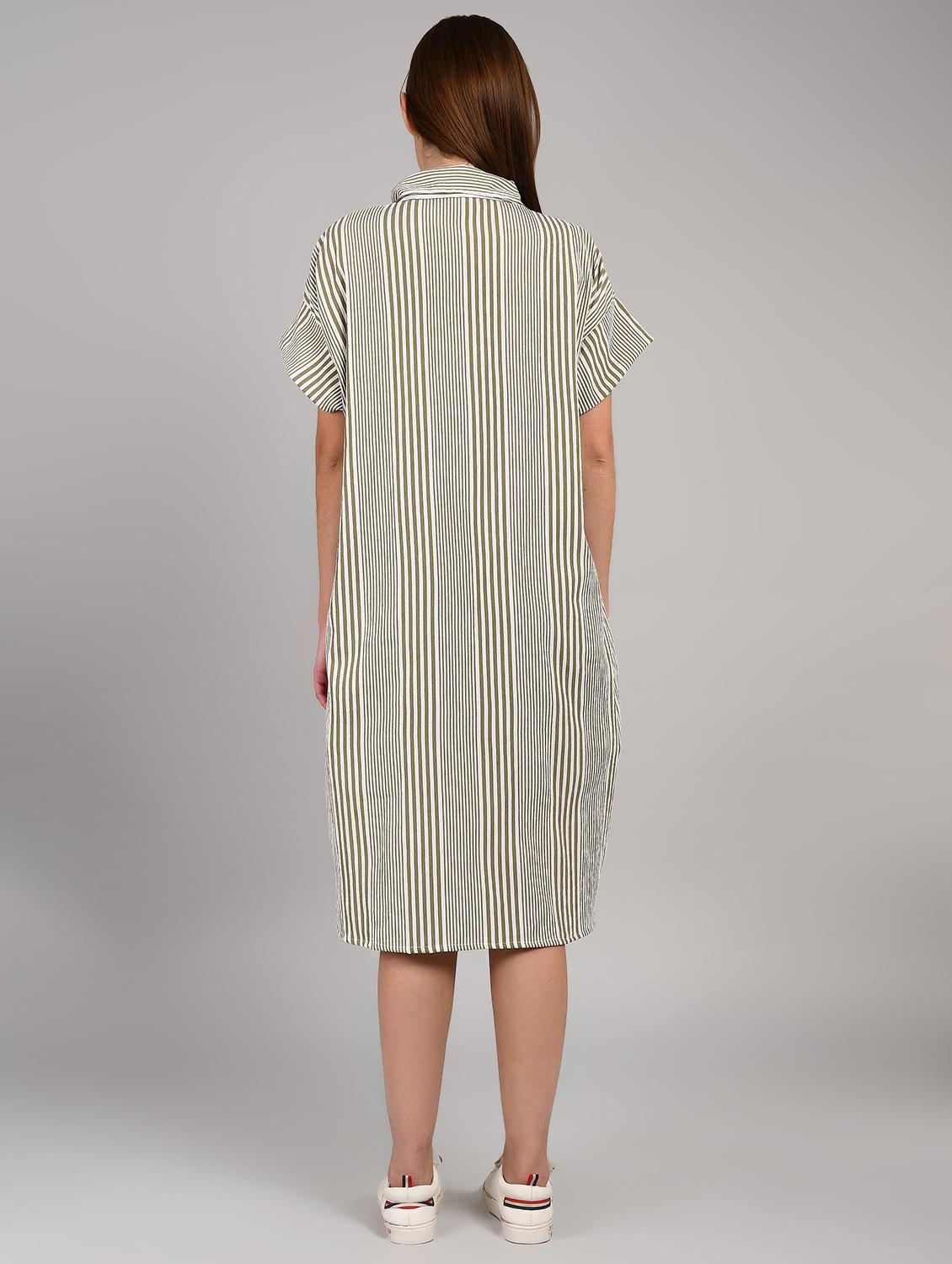 grey cotton blend aline dress - 22004434 - Standard Image - 2