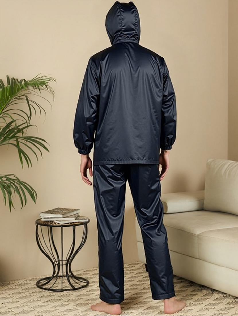 women navy blue solid hooded rain suit - 22004439 - Standard Image - 2