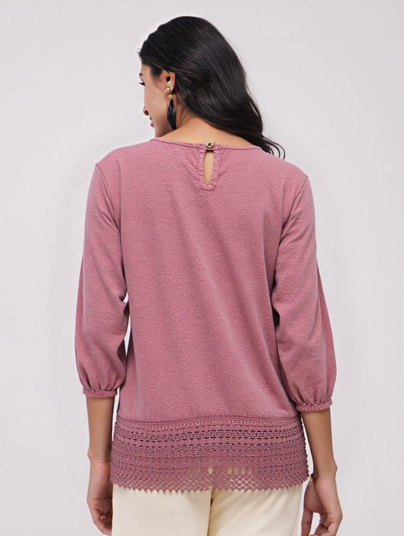women mauve solid puff sleeve flared top - 22004451 - Standard Image - 2