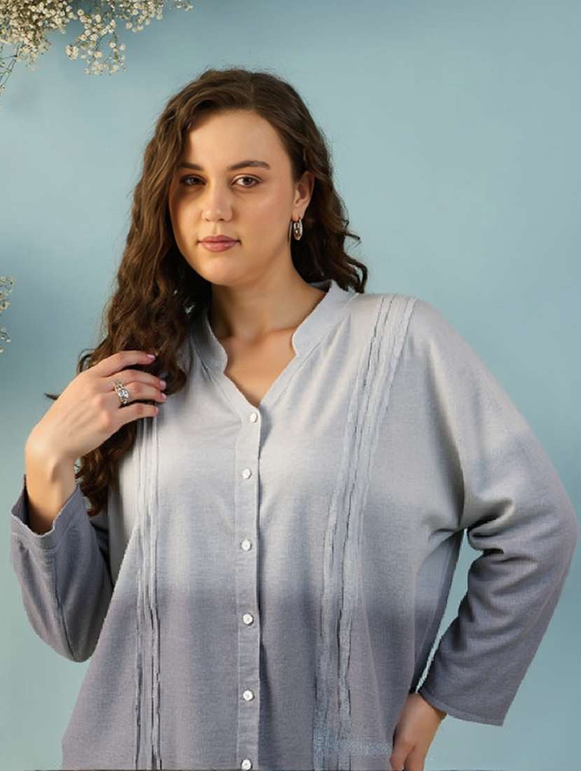 women plus size ombre print long sleeve shirt - 22004454 -  Standard Image - 2