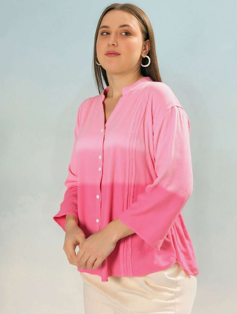 women ombre print high low long sleeve shirt - 22004458 -  Standard Image - 2