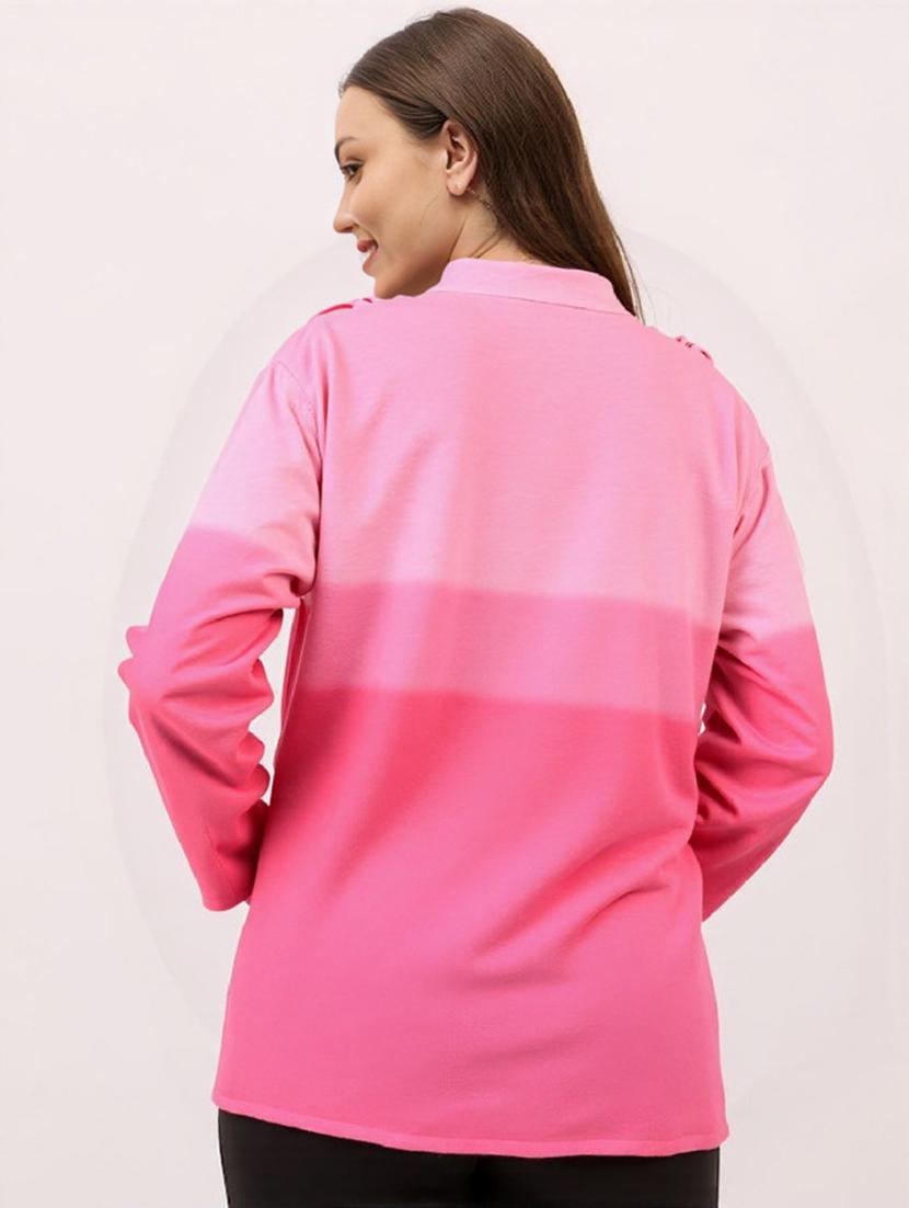 women plus size ombre print long sleeve shirt - 22004467 - Standard Image - 2