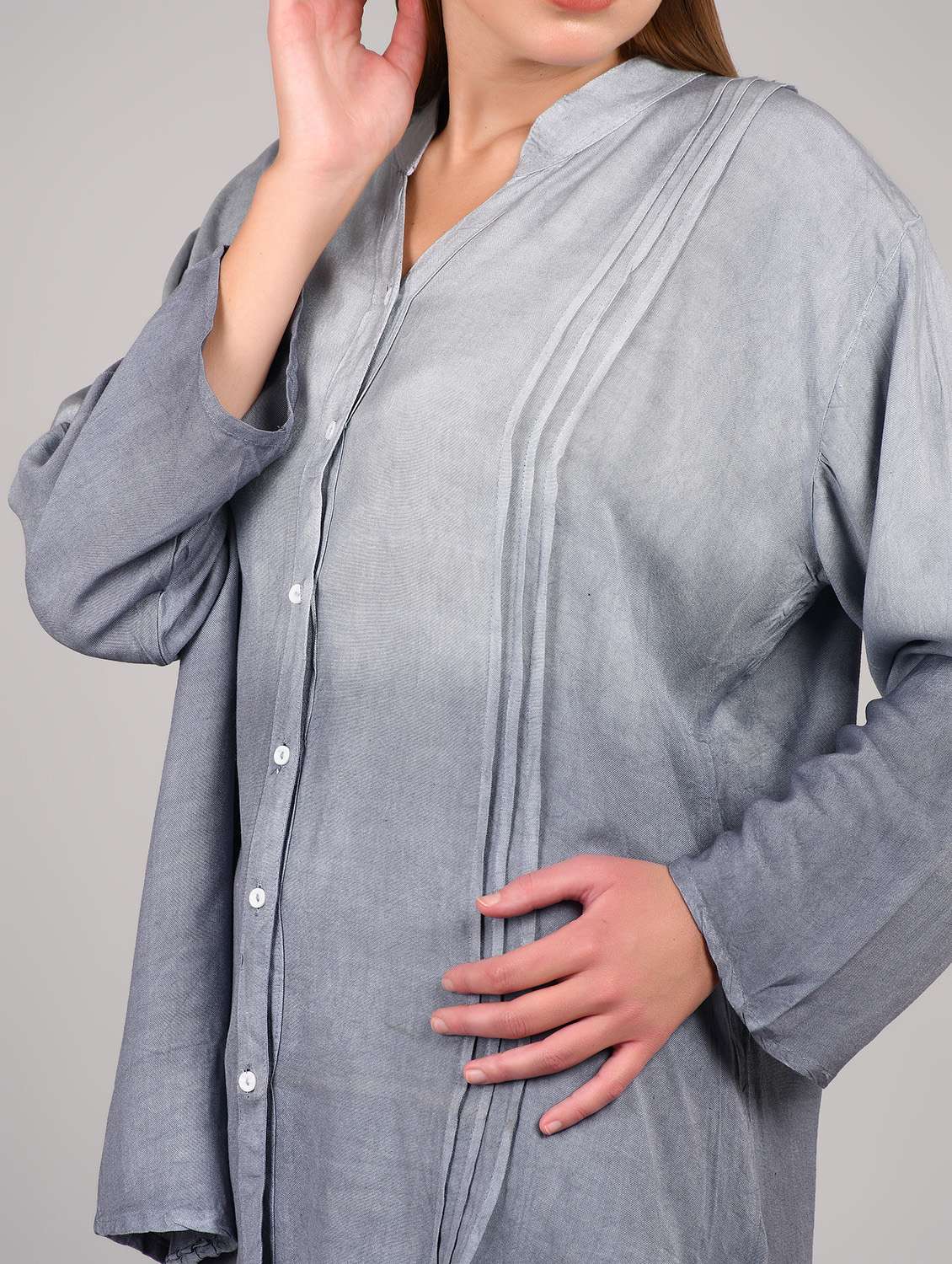 women plus size ombre print long sleeve shirt - 22004469 -  Standard Image - 2