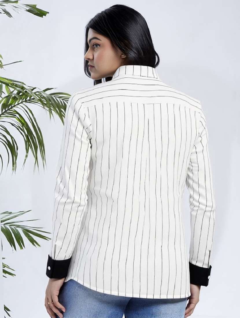 women plus size striped long sleeve shirt - 22004475 - Standard Image - 2