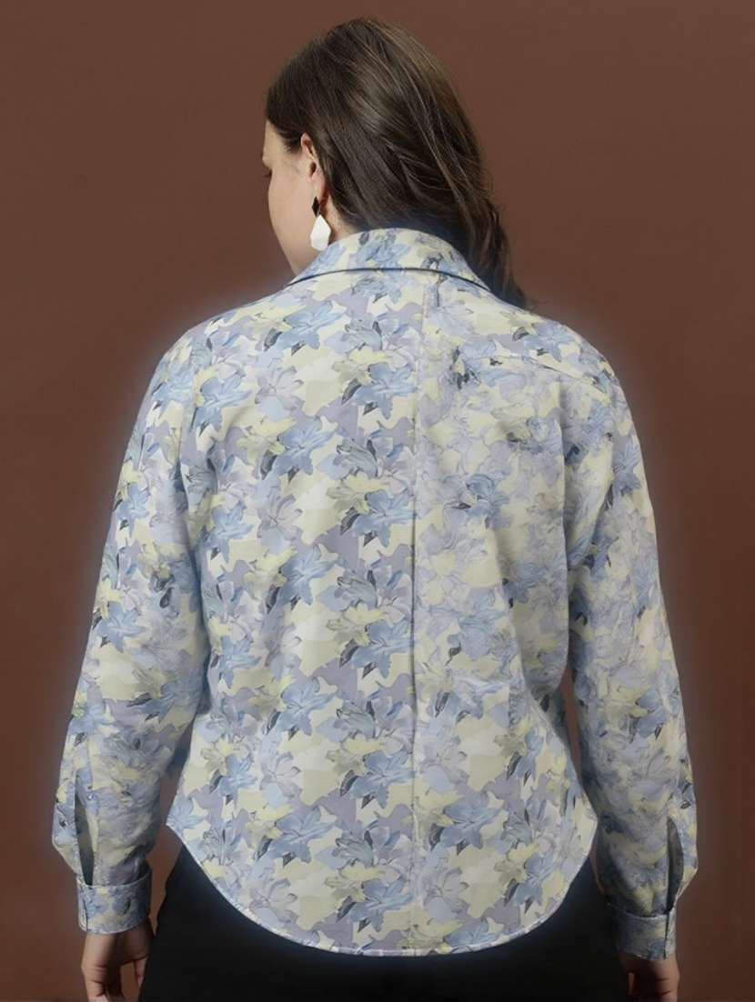 women plus size floral print long sleeve shirt - 22004478 - Standard Image - 2