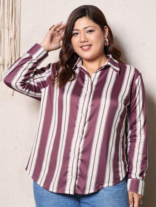 women plus size solid long sleeve collared shirt - 22004483 - Standard Image - 0