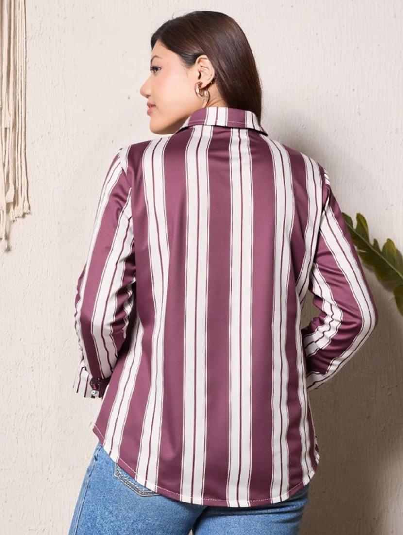 women plus size solid long sleeve collared shirt - 22004483 - Standard Image - 2