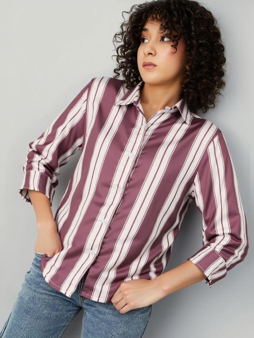 multi colored satin regular shirt - 22004487 -  Zoom Image - 0