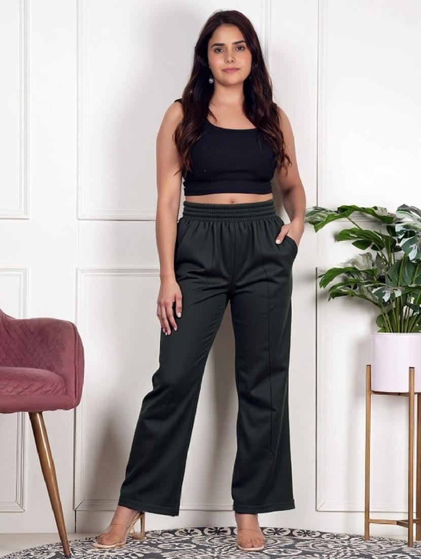 women black solid mid rise straight trouser - 22004531 - Standard Image - 2