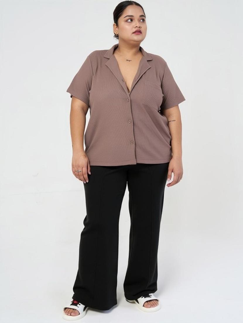 women black solid mid rise straight trouser - 22004535 - Standard Image - 2