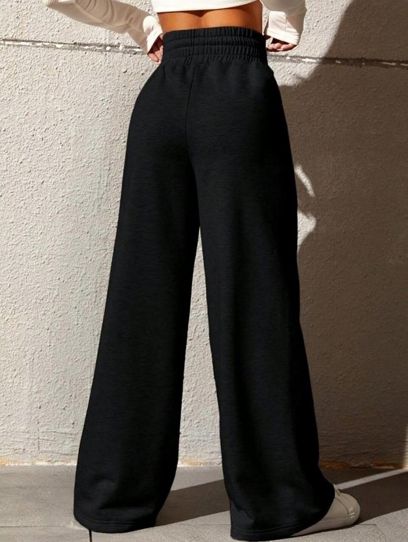 women black solid mid rise wide leg trouser - 22004540 - Standard Image - 2