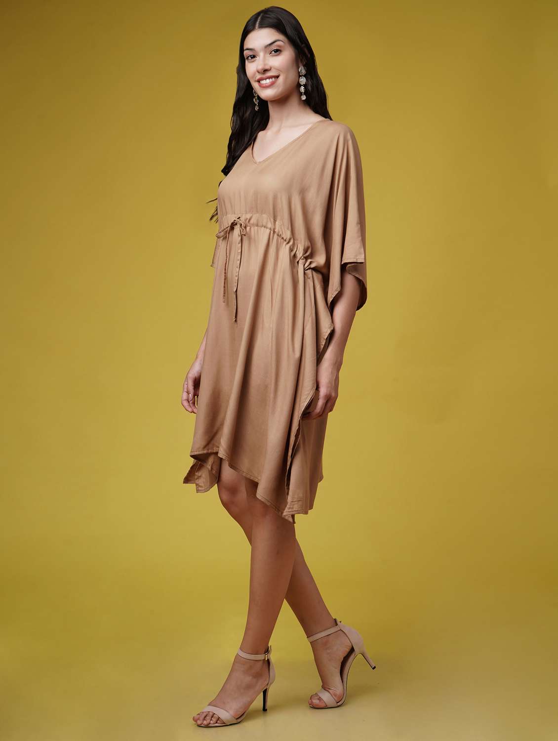 women black solid kimono sleeve kaftan dresses  - 22004556 -  Standard Image - 2