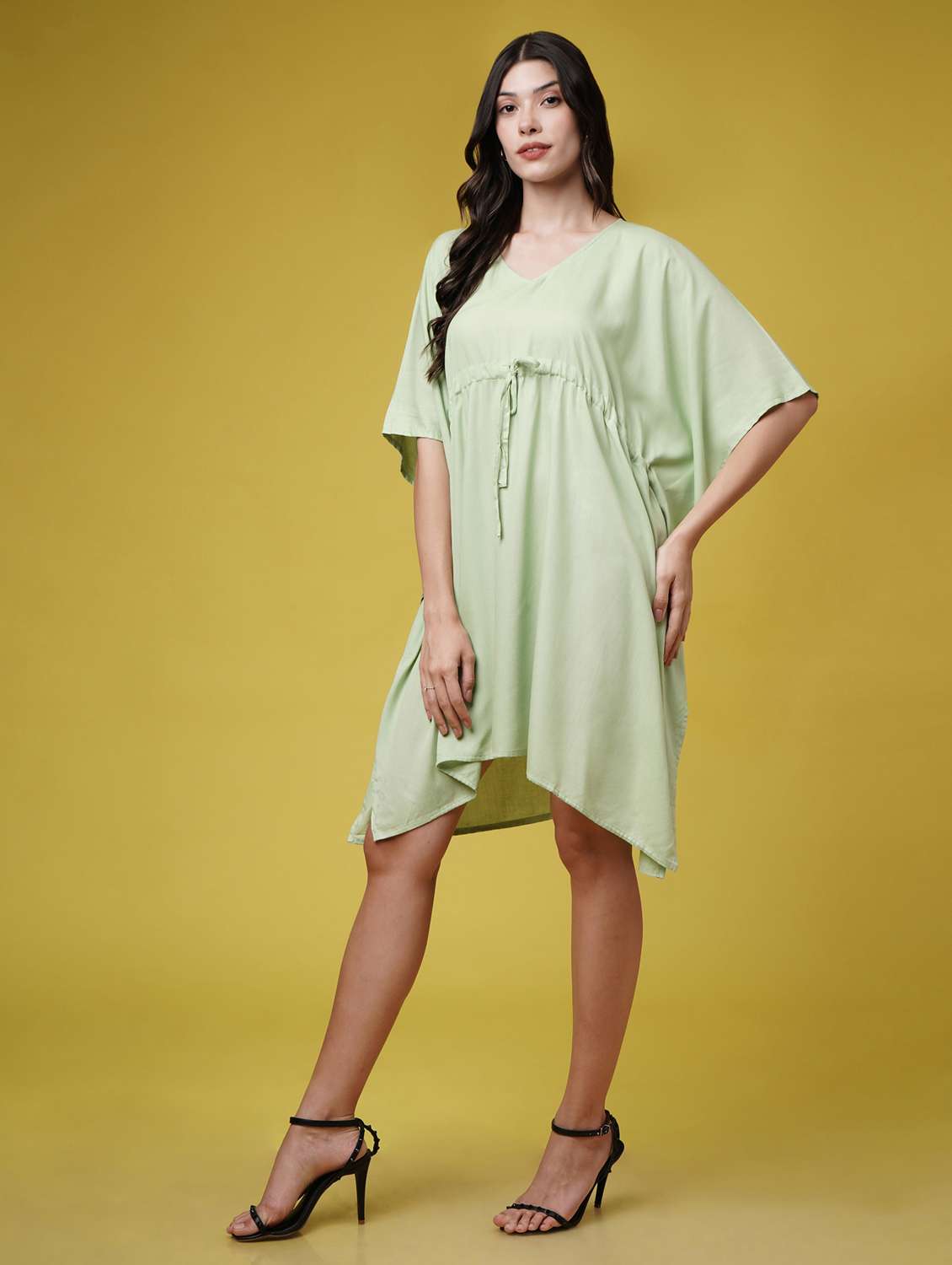 women solid kimono sleeve kaftan dresses  - 22004560 -  Standard Image - 2