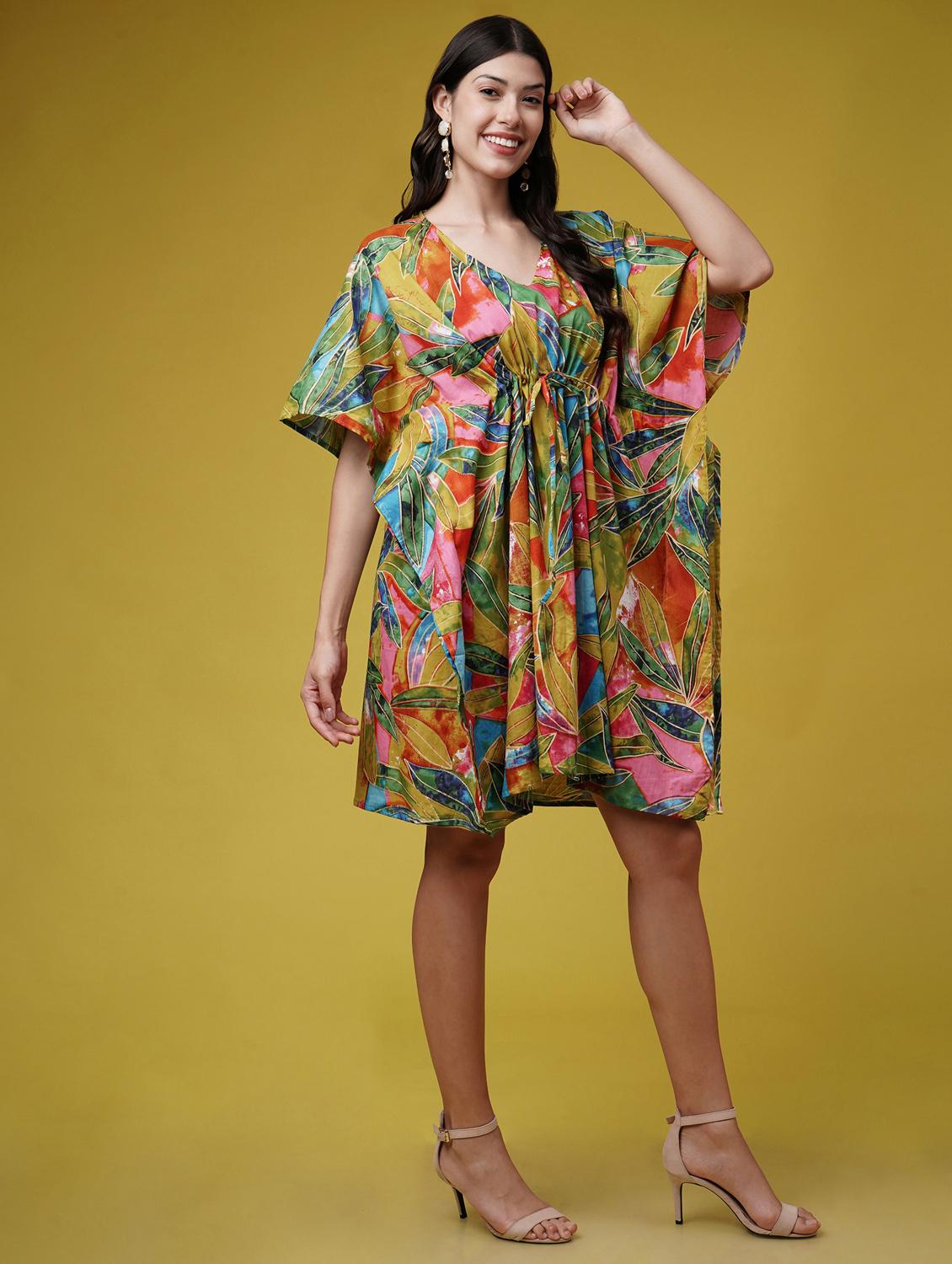 women printed kimono sleeve kaftan dresses - 22004561 - Standard Image - 2