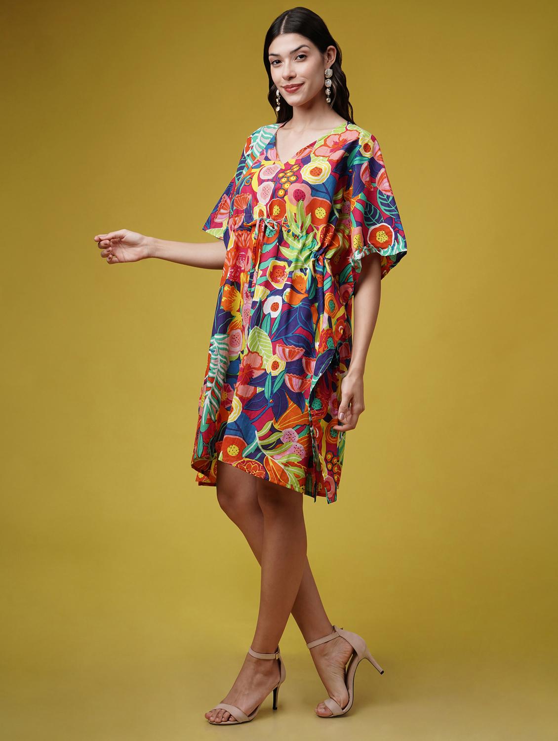 women printed kimono sleeve kaftan dresses - 22004562 - Standard Image - 2