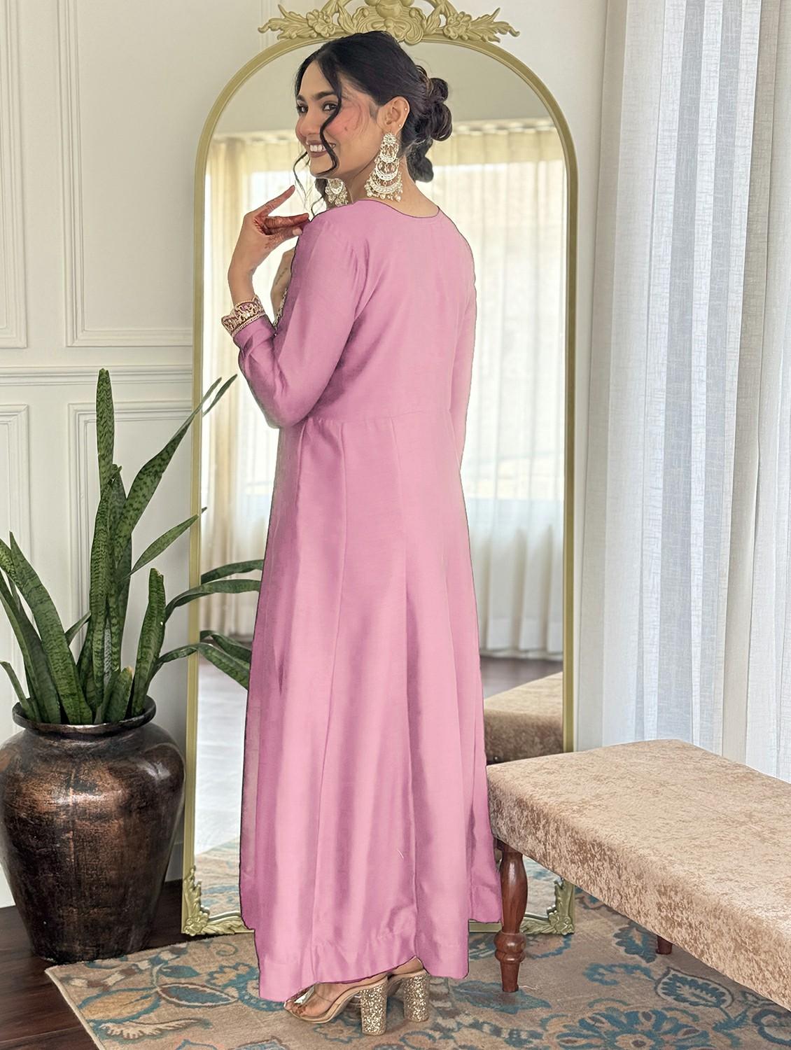 women embroidered long sleeve anarkali kurta pant with dupatta set - 22004668 - Standard Image - 2