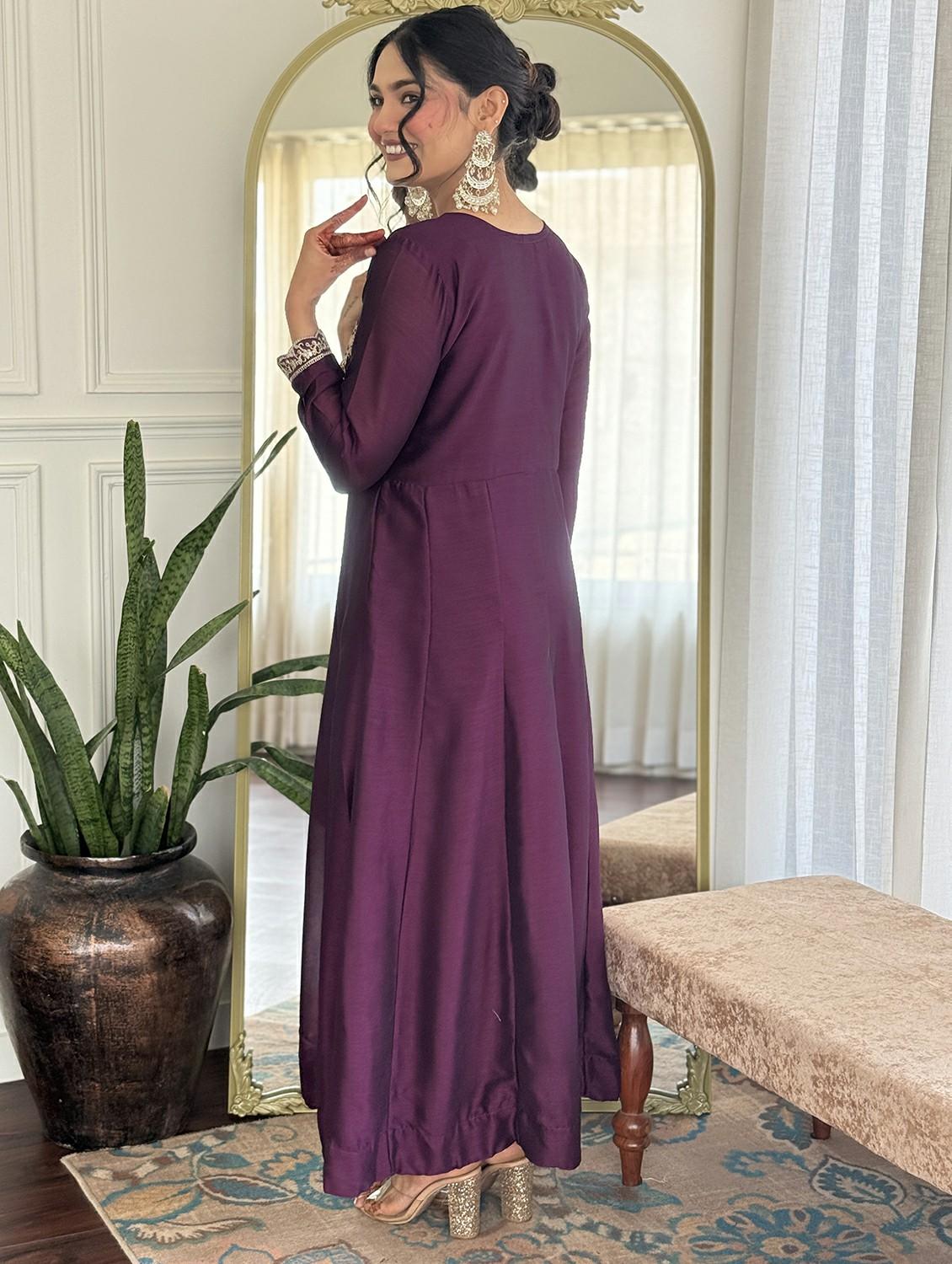 women embroidered long sleeve anarkali kurta pant with dupatta set - 22004674 - Standard Image - 2