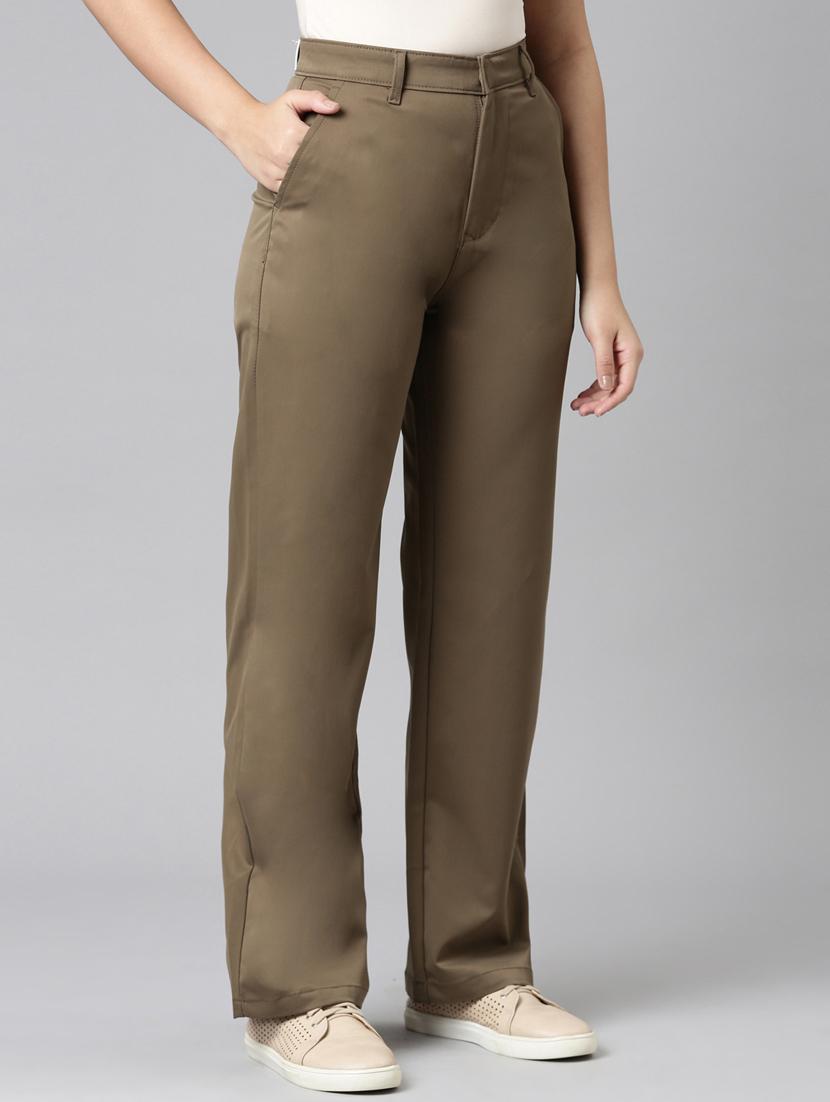 women solid high rise straight trouser - 22004879 - Standard Image - 2