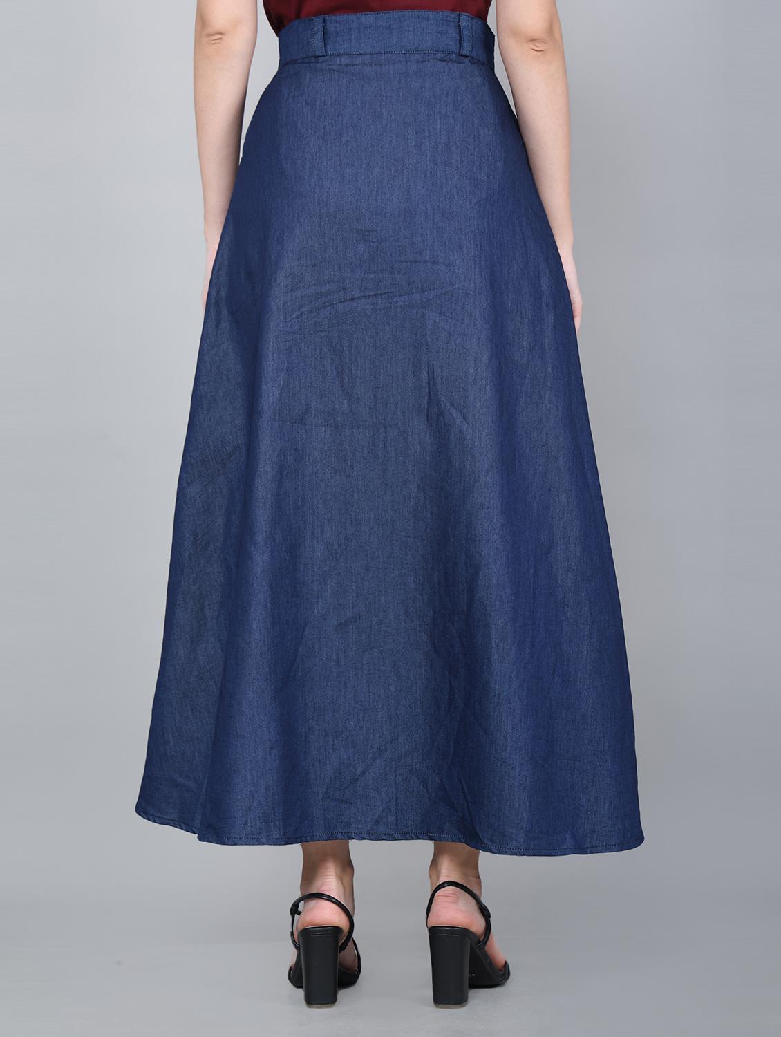 women solid high rise denim a-line skirt - 22004887 - Standard Image - 2