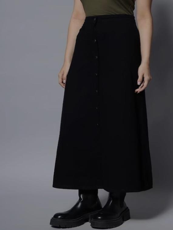 women solid high rise denim a-line skirt - 22004891 - Standard Image - 2