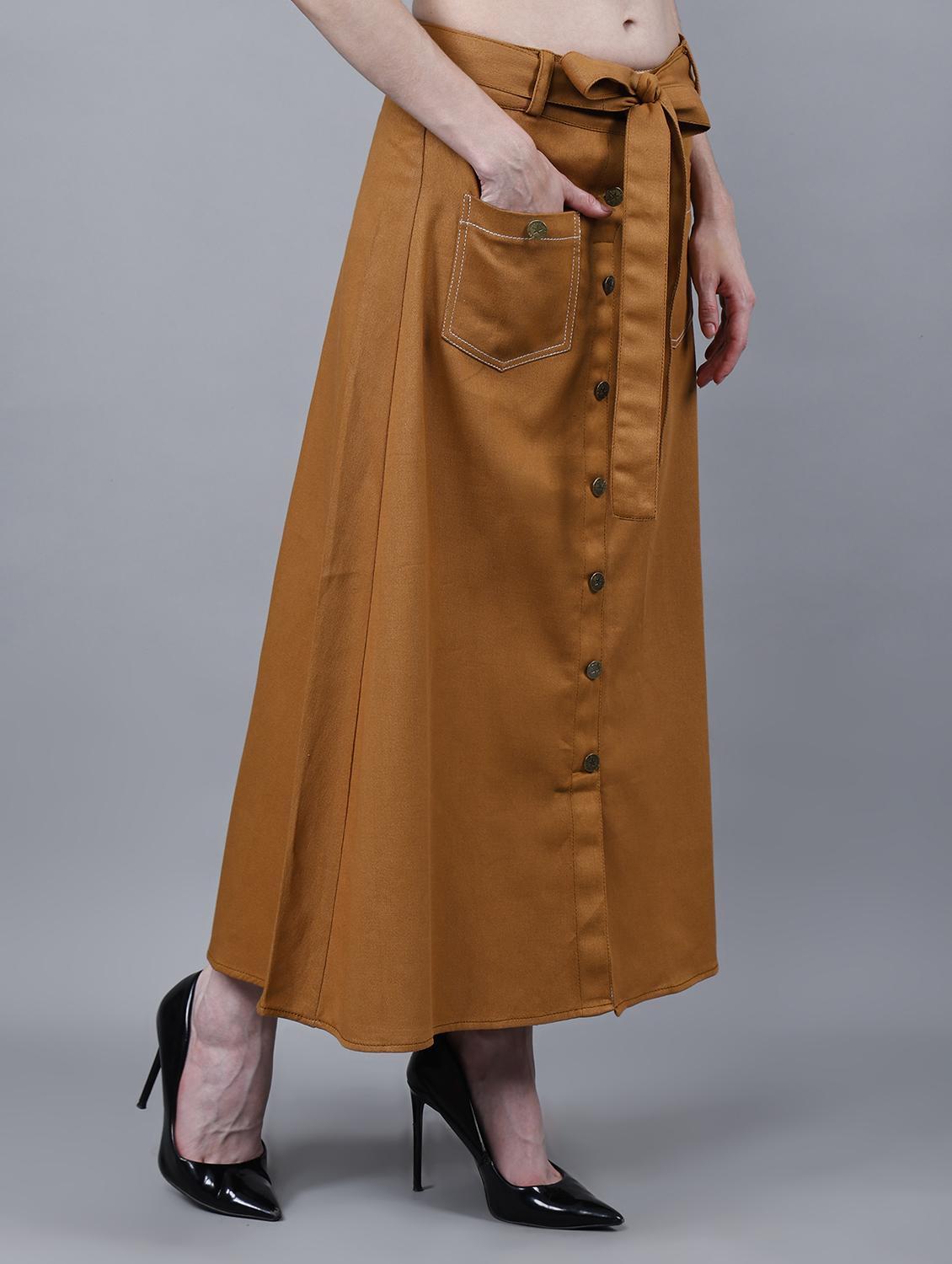 women solid mid rise a-line skirt - 22004895 - Standard Image - 2