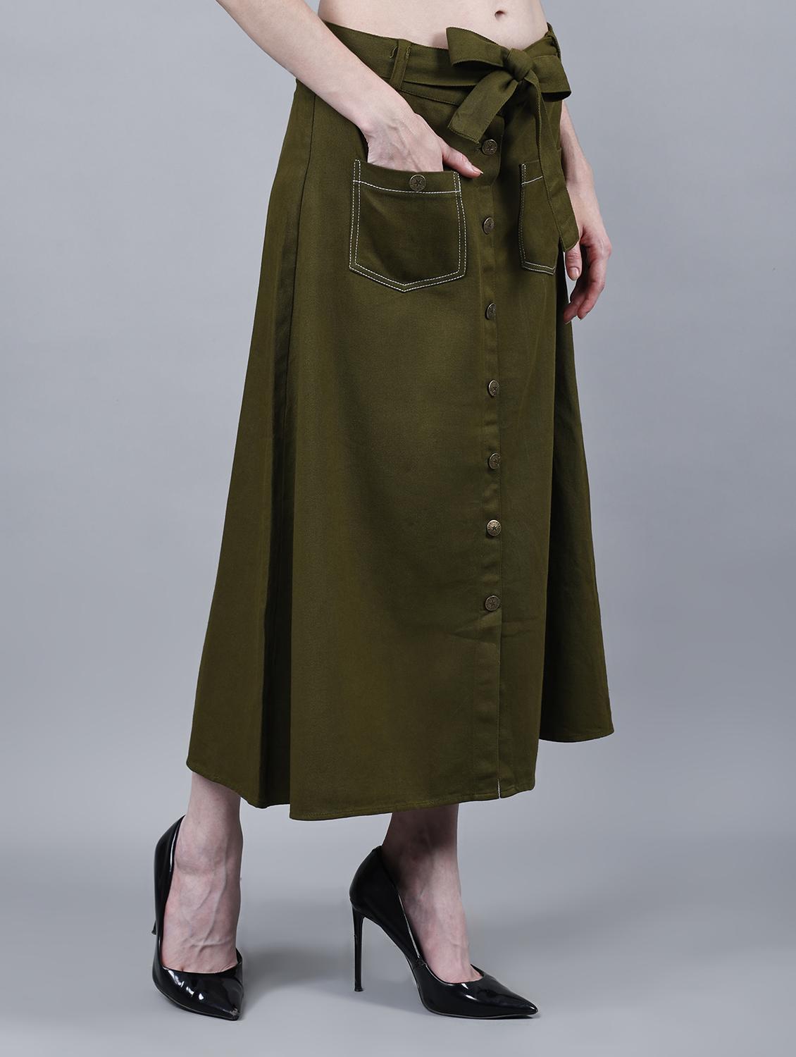 women solid mid rise a-line skirt - 22004897 - Standard Image - 2