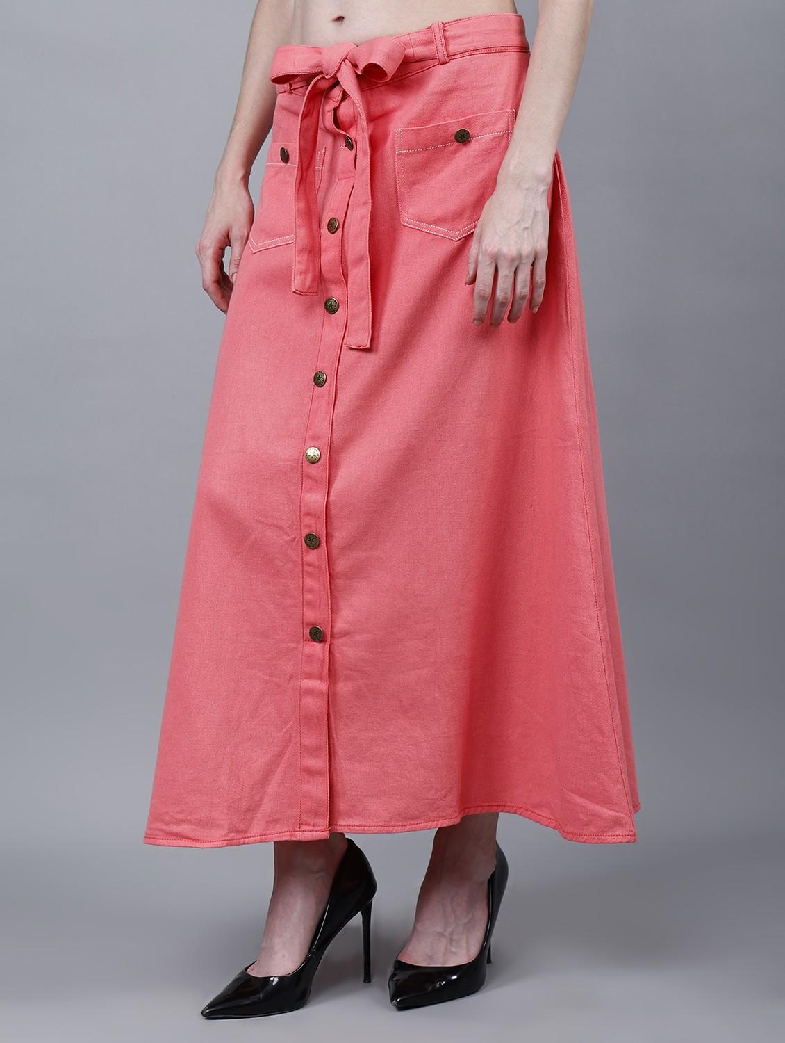 women solid mid rise a-line skirt - 22004901 - Standard Image - 2