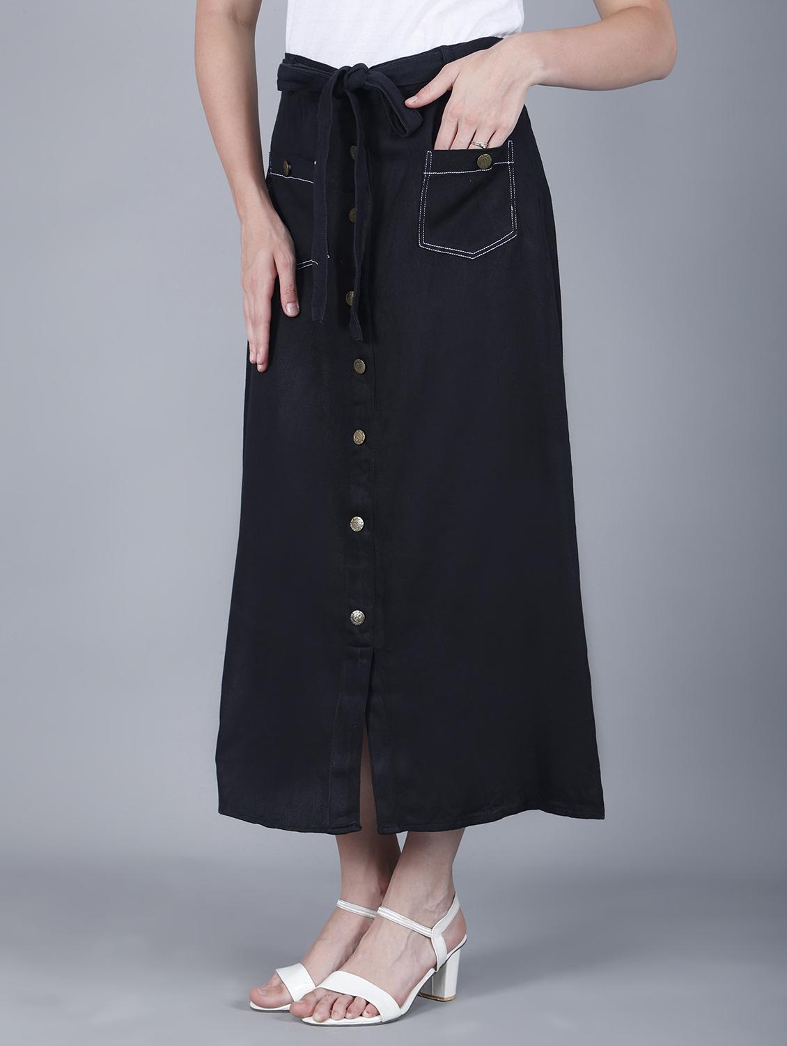 women solid mid rise a-line skirt - 22004902 - Standard Image - 2