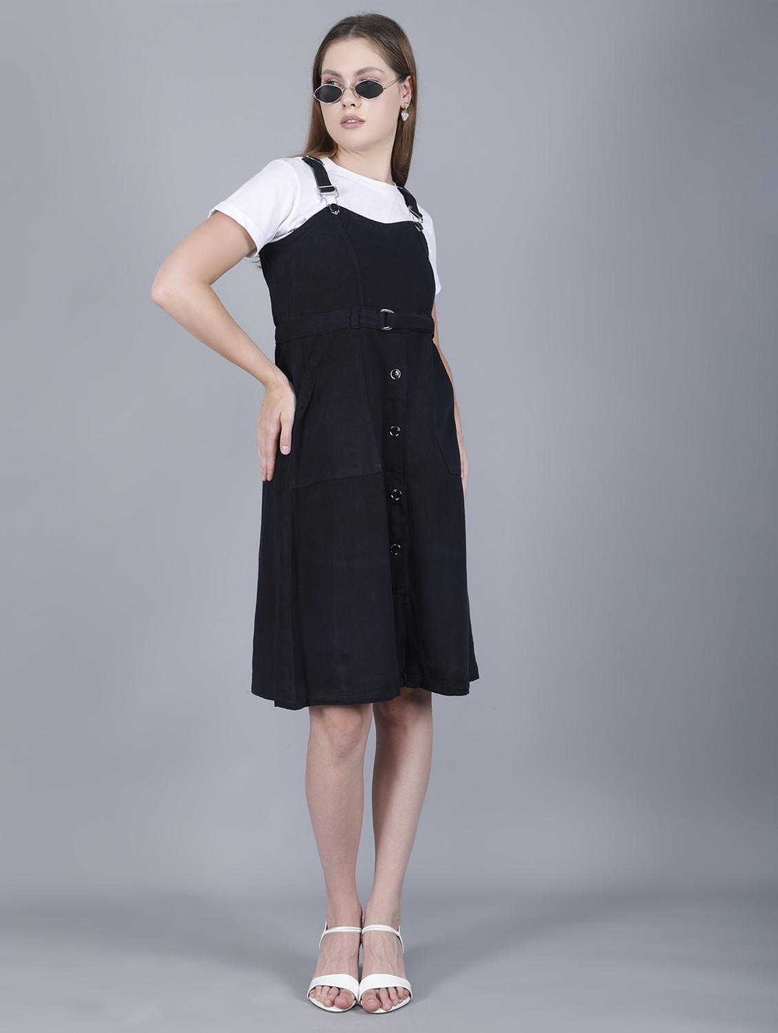 women solid shoulder strap dungaree dress - 22004912 - Zoom Image - 0
